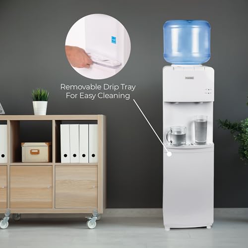 Image of Igloo Top Loading Water Cooler with Removable Drip Tray & Energy-Saving Features- Water Tower with Hot & Cold Temperature Settings- Water Dispenser Fits 3 & 5-Gallon Jugs with Child Safety Lock- White