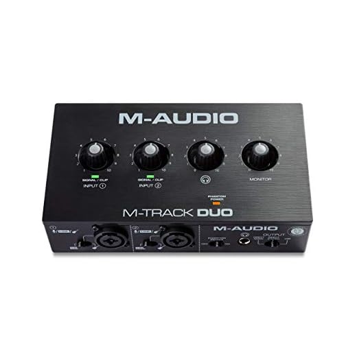 M-Audio M-Track Duo - Interfaz audio, tarjeta de sonido USB para grabación, transmisión, podcasting con entradas XLR, línea y DI, así como un paquete de software