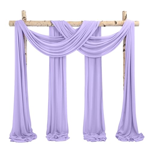 Arche de mariage en mousseline de soie violet lavande drapé décoratif 6m