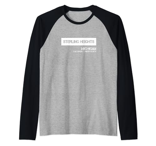 Diseño Universitario De Sterling Heights Michigan Camiseta Manga Raglan