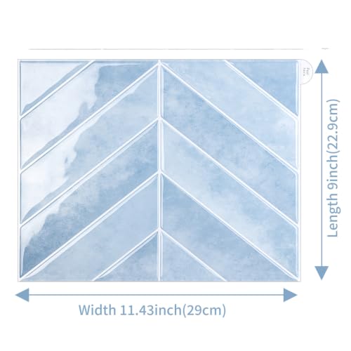 Image of Stick Tiles Peel and Stick Backsplash of 11.4 inch X 9 inch - 3D Adhesive Peel and Stick Wall Tile for Kitchen, Bathroom, Living Room, etc. (10, Ice Blue)