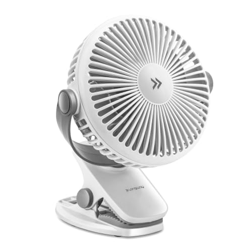 Image of LONGWAY Clipzy Portable Rechargeable Clip Fan with 360 Rotation | 3 Speed Control | BLDC Motor | Type-C Charging | Silent Operation Table Fan for Home, Office & Travel | 1 Year Warranty (White)