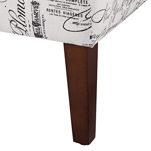 Linon Linen Script Lily, Dark Walnut Chair, 21.5" W X 29.5" D X 31.5" H #TOP5