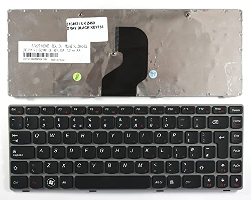 Clavier pour Lenovo IdeaPad Z460A gris cadre noir pour réparer les touches cassées