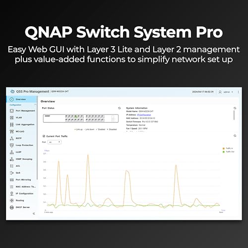 Image of QNAP 24-Port 1U Rackmount High-Density L3 Lite 10GbE Managed Switch (QSW-M3224-24T-US)