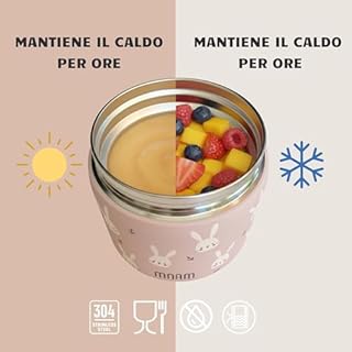 mnam Porta Pappa Termico Neonati 400ml - Termos Pappa - Contenitore Termico per Alimenti Caldi Pasta - Thermo Cibo Bambini - Svezzamento Portapappa Neonato - Food Thermy (Flaskbuny)