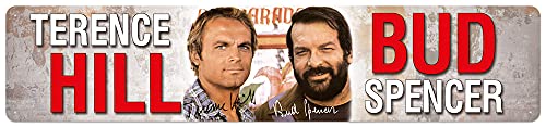 Blechwaren Fabrik Braunschweig GmbH Plaque métallique Bud Spencer et Terence Hill - Portraits avec autographes - 46 x 10 cm - STRB02