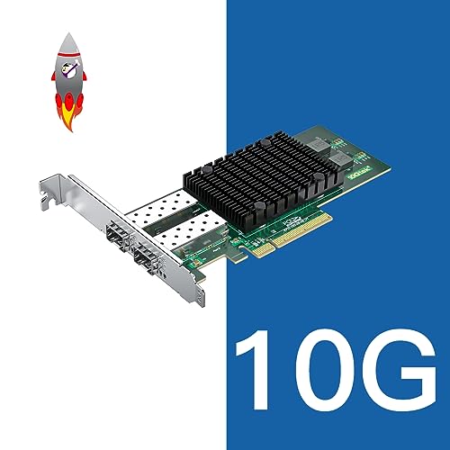 Image of H!Fiber 10Gb SFP+ PCI-E Network Card NIC, Compare to Intel X710-DA2, with Intel X710-BM2 Chip, Dual SFP+ Port, PCIe 3.0 X8, Ethernet Converged Network Adapter Support Windows Server /Linux /VMware Esxi