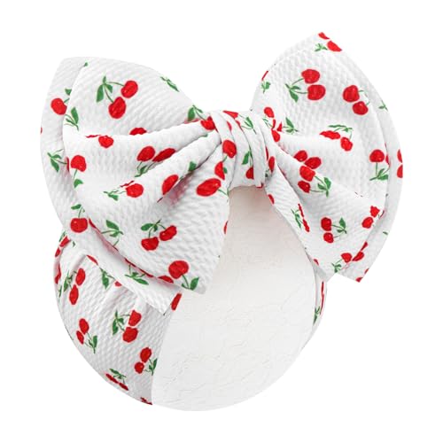 Image of ONENINEDREAM 7’’ White Bows for Baby Girls Cherry Girl Headbands Baby Bow Fruit Outfits Hair Accessories for Newborn Infant Toddler Clothes