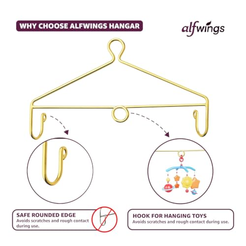 Image of Combo Set Baby Cradle Spring and Hanger | Up to 20 Kg | for Swing Jhula Straight Hanging Spring for, Thottil Hook Jhoola Palna (Gold, Center Hole)
