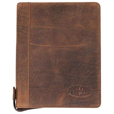 Pride & Soul 30121 - Organizer A5 WICK, Reißverschluss Schreibmappe aus Echtleder in braun, Organisationsmappe ca. 24 x 19 cm, Konferenzmappe mit Notizblock, Stiftschlaufe und 4 Visitenkartenfächer Cover