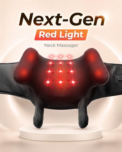 Image of CooCoCo Red Light Neck Massager with Heat, 6D Shiatsu, 660nm & 850nm