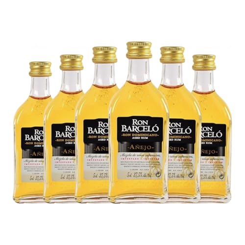 Ron Barceló Añejo Botellín Miniatura 5 cl (Caja de 6 Botellín Miniatura de 5 cl)