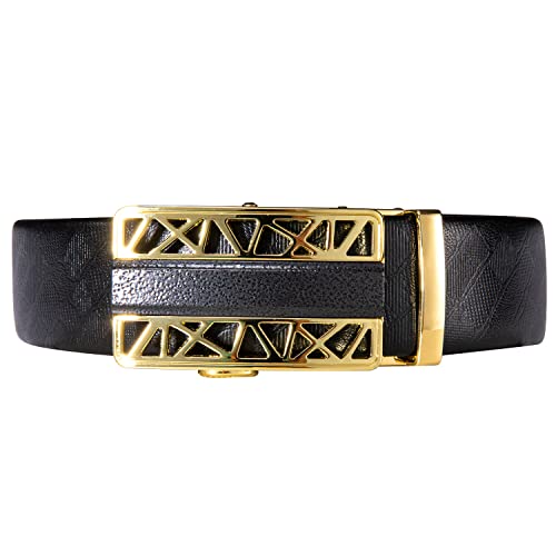 Image of Barry.Wang Mens 2 Pack Ratchet Belts Leather Adjustable 1 3 /8 inch Gift Box