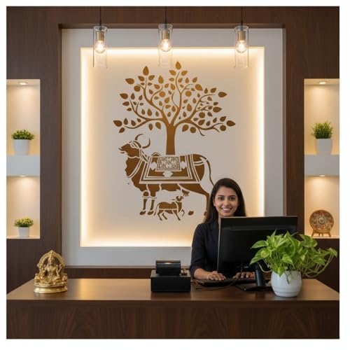 Kayra Decor Wall Stencil | Kamdhenu Cow Design Stencils for Wall Painting Home- Pack of 1, 24 inch x 40 inch - (KDS36107)