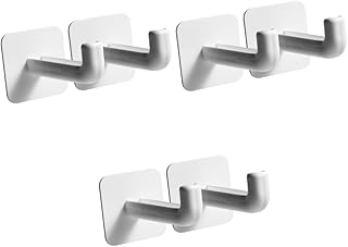 SOLUSTRE 6 Pcs No Punching Hook Adhesive Towel Hooks Multipurpose Hanger Coat and Hat Hook Wall Hangers for Clothes Punch-Free Hook Cloth Hanger White to Stack Organizer Abs