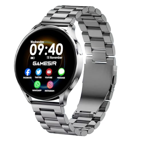 Image of GameSir Active 5 Smart Watch AMOLED Display 1.3 inch Screen, 360 * 360 Resolution, IP68 Waterproof with Multiple Watch Faces Bluetooth Calling Round Dial Smartwatch for Men & Women (Metal-Silver)