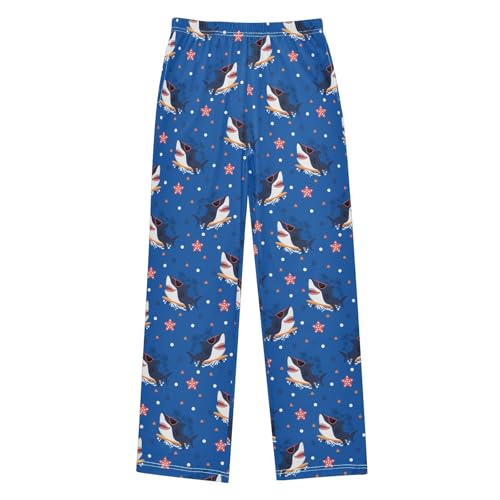 Cool Shark Surfing Starfish Boys Long Pants Soft Trousers Elastic Waist Kids Lounge Bottoms with Pockets S-XL