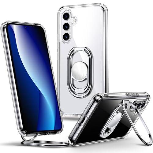 Image of SHIELDS UP for Galaxy S23 Back Cover with Stand, Samsung S23 Case Clear with Double Ring Holder [Adjustable & Foldable] Shockproof Protective Cover for Samsung Galaxy S23, Clear