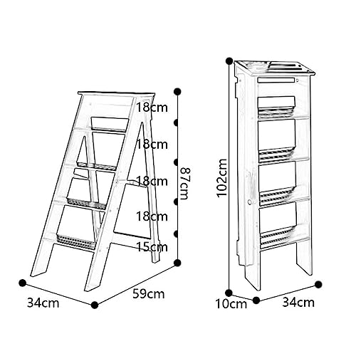 Taburete plegable escalera y silla portátil de 5 escalones para cocina y hogar 6