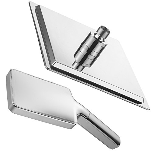 Dream Spa Hotel Spa Ultra-Luxury 9" Square Rainfall Shower Head / Handheld Combo. Convenient Push-Button Flow Control For Easy One-Hand Operation. Switch Flow Settings With Same Hand! Premium Chrome. #TOP4