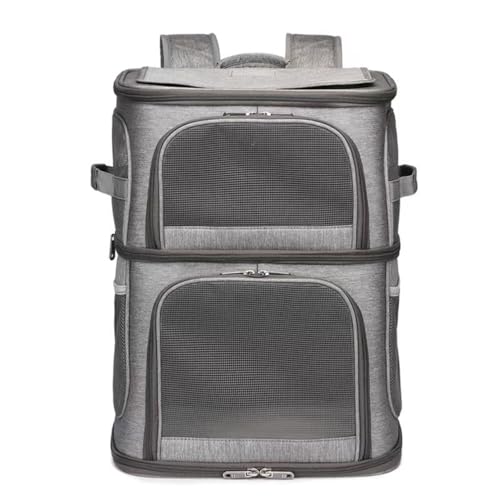 Vlwm ペットキャリーリュック|2 段式 耐荷重 8.5kg|犬・猫・うさぎ用 中大型猫・小型犬対応|シルバー 旅行・通院・アウトドア最適 (グレー)