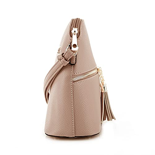 Image of SG SUGU Lunar Lightweight Medium Dome Crossbody Bag Shoulder Bag with Tassel | Zipper Pocket | Adjustable Strap