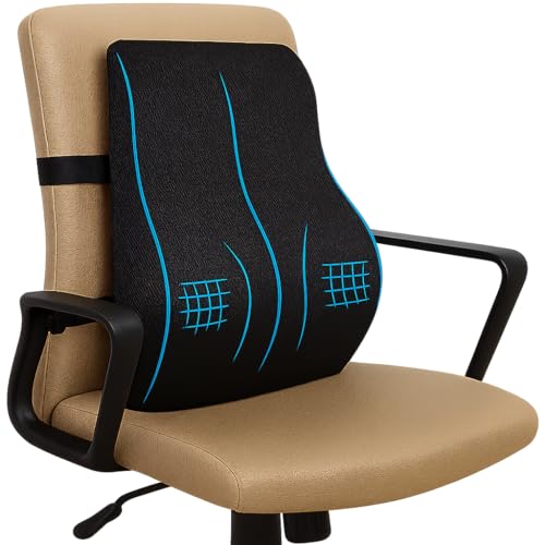 LIBITA Back Support for Office Chair – Orthopedic Gel Memory Foam Lumbar Support Cushion for Back Pain Relief | Ergonomic Car Back Support Pillow for Spine Alignment & Comfortable Sitting