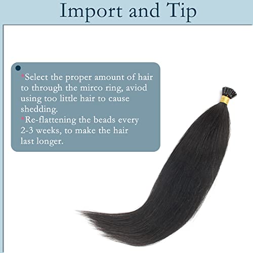 Abh Amazingbeauty Hair I Tips Yaki Straight Human Hair Natural Black Thick Yaki Straight Hair Extensions Pre Bonded I Tip Hair Extensions Remy Human Hair For Black Women 50G 100Strands 14 Inch #TOP6