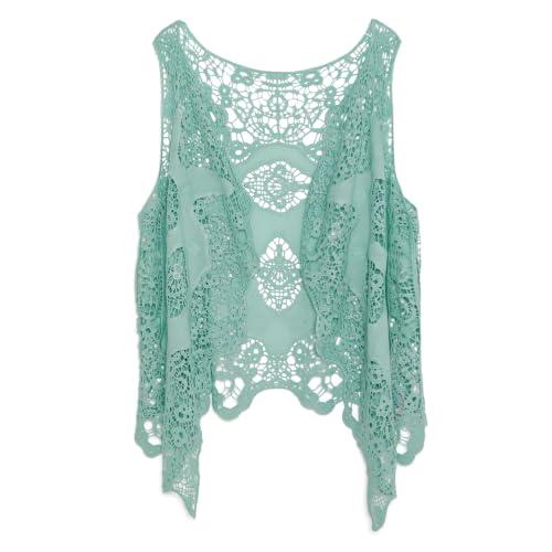 Image of JASTIE Women Open Stitch Cardigan Boho Sleeveless Hippie Summer Hollow Out Solid Crochet Vest