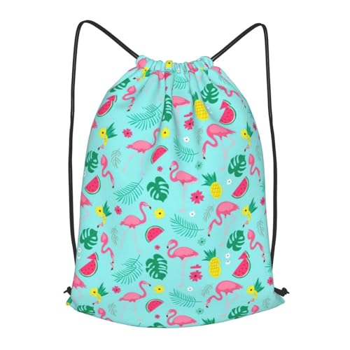 TTIGLHOH Mochila con cordón para helado, diseño de flamencos, de poliéster, para gimnasio, viajes, Negro, S