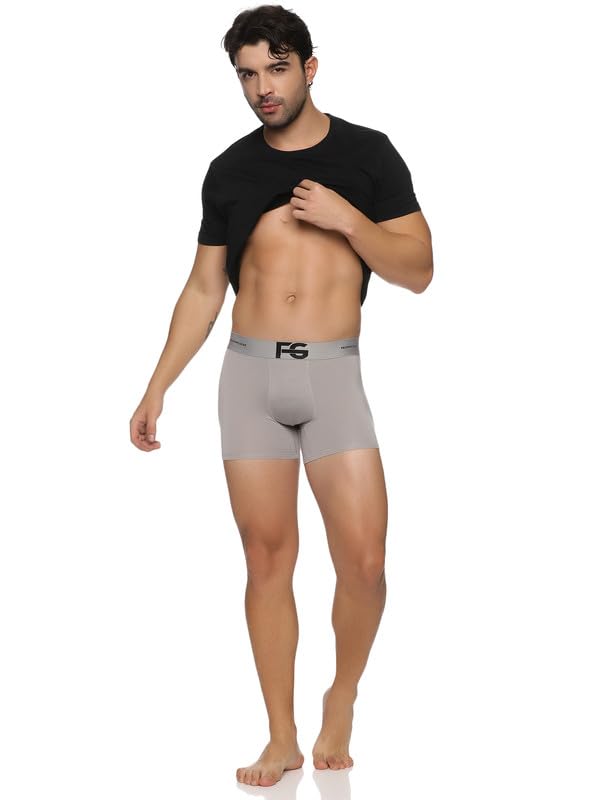 Image of ESSA Men's Ultra Soft Modal Fabric Trunk - Moisture Absorption with 4-Way Stretch | Breathable Contour Pouch | Microfiber Waistband with Spandex | Pack of 5(Brown, White, Black, Grey, Peach) - 90CM