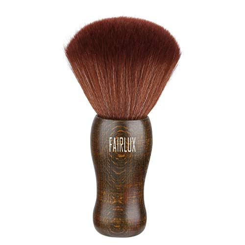 Large Barber Brush Hair Cutting Neck Duster Brush Professional Barber Fibaer with Wooden Handle (Round Barber Brush)