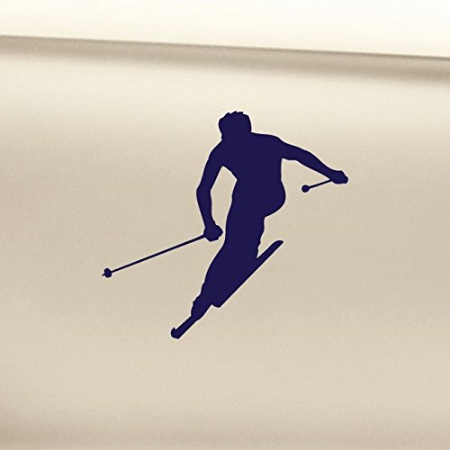 Nashville Decals Skiing Skier Ski Vinyl Decal Laptop Car Truck Bumper Window Sticker - Navy