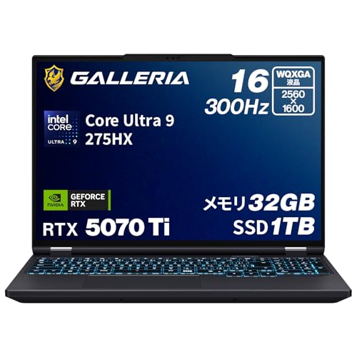 ガレリア ゲーミングノートPC 【 Core Ultra 9 275HX / RTX5070Ti / SSD1TB / メモリ32GB 】 GALLERIA ZL9C-R57T-6A Windows11Home 動画編集 19335-3488