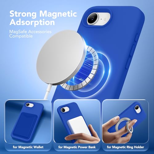 Image of Magnetic for iPhone 17e /iPhone 16e Case, Compatible with MagSafe, [Soft Anti-Scratch Microfiber Lining] Slim Silicone Shockproof Protective Phone Case for iPhone 17e /16e 6.1 inch, Klein Blue
