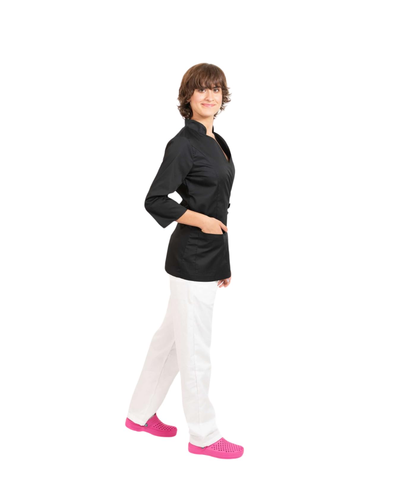 Casacca da Donna - Divisa per Estetiste - Centri Estetici - Parrucchieri - Manica a 3/4 - Collo alla Coreana - Chiusura con Cinta - Disponibile in più Colori