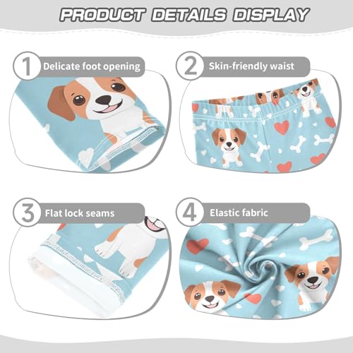 Dog Bone Heart Girls Leggings,Workout Leggings for Girls Toddler Athletic Legging Size for 3-10T3