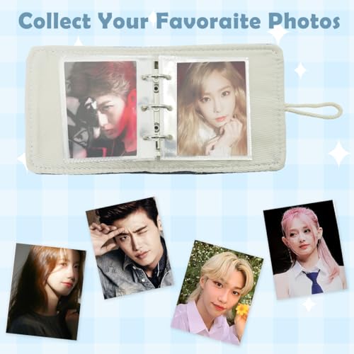 Image of HASTHIP DIY Pocket Photo Album Holds Up 40-Photoes Fashion Patchwork Photo Album with Cartoon Embroidery Decals Cartoon Instant Square Films Pocket Album Kpop Star Photocards Binder Album