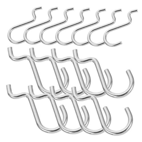 Hohopeti Small Hooks for Hanging 24 Pcs Heavy Duty Pegboard j Hooks Garage Tools Organizer Locks
