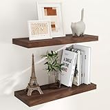 24 Inch Floating Shelves for Wall 2 Pack for Bedroom|Kitchen|Bathroom, Wall Mounted Rustic Wood Shelves, 9.3 Inch deep Floating Shelf with Invisible Brackets for Books|Storage|Decor,Walnut