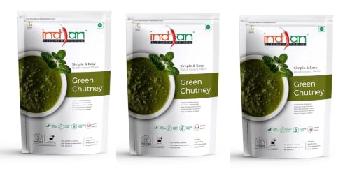 Image of Indian Kitchen Foods Instant Green Chutney - Freeze Dried, Gluten-Free, Ready-to-Eat Indian Vegan Meal - Pack of 3