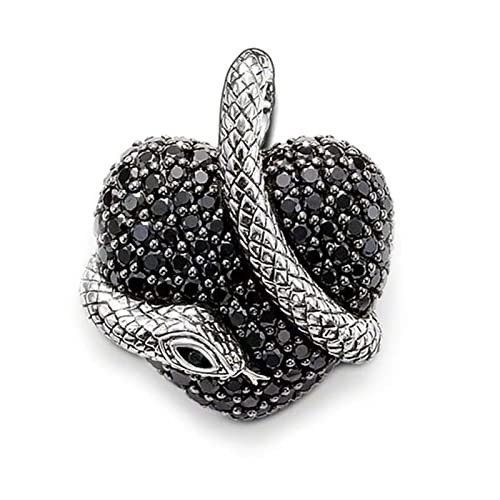 OYZY Ciondolo del Serpente del Cuore Nero, Gioielli d'Epoca 925 Ciondolo in Argento Sterling 925 Accessori Bijoux Regalo for Donna Uomo