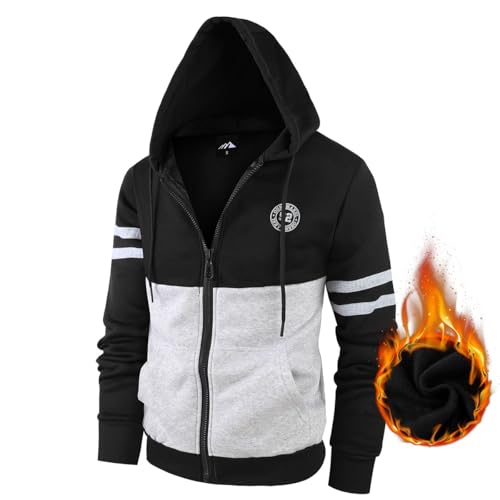 Image of OHSNMAKSL Hoodies for Men sherpa Warm Fleece Hoodie Jacket Sweatshirt Full Zip Sport Workout Coats