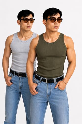 Image of Rockwell Men's Premium Cotton Vest - Sleeveless Gym Undershirt | Breathable, Stretchable & Skin-Friendly Innerwear for Everyday Comfort | Pack of 2 | 302