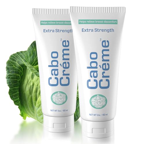 CaboCréme Extra Strength Cabbage Breast Cream - 2X Strength for Engorgement Relief & Breastfeeding Weaning Support - Dry Up Breast Milk - OB-GYN Created & Breastfeeding Mother-Approved - 2 oz, 2-Pack