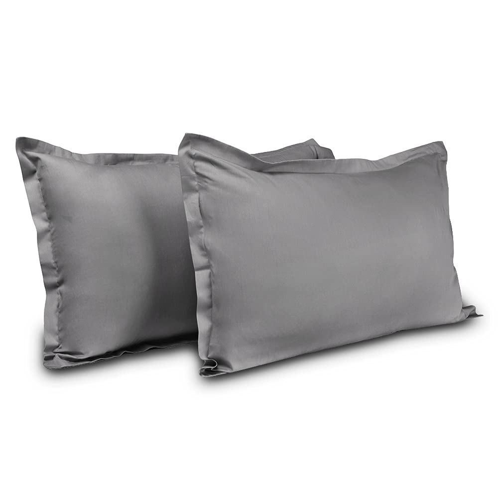 Wakefit 100% Cotton 144 TC Pillow Cover, Standard - 18 x 27 inches, Grey, 2 Pieces