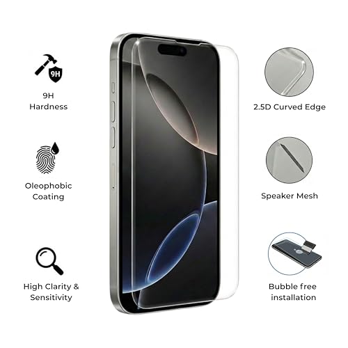 Image of ArmorGlass Borderless Tempered Glass compatible with iPhone 13, iPhone 13 Pro, iPhone 14, iPhone 16e Screen Protector, 9H Hardness, 2.5D Curved Edge, Oleophobic Coating