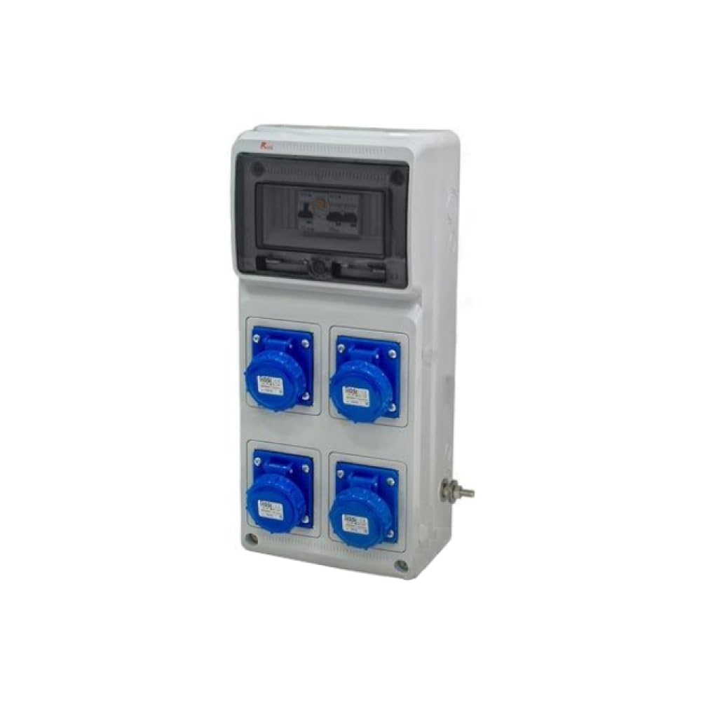 Quadro ASC fisso, 6KW 230V, IP65, 4 prese 2P+T 16A, con magnetotermico, differenziale generale e pulsante di emergenza - Rosi 2240MTS