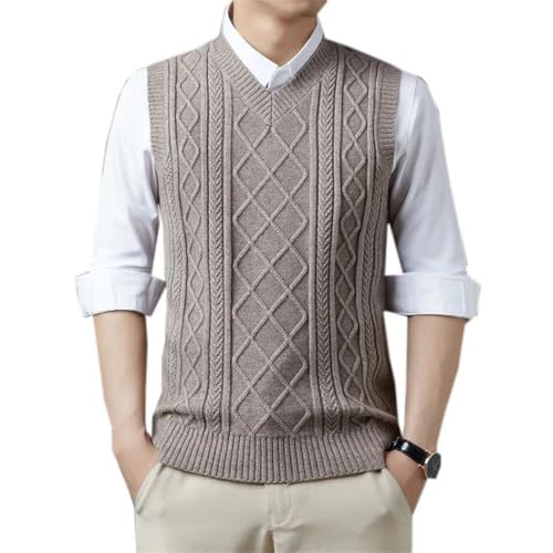 Men Wool Knit Sleeveless Sweater Pullover Tops for Winter Pocket England Style V Neck Vest2